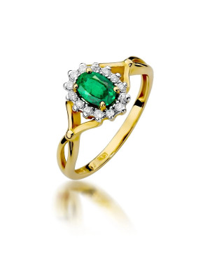 Emerald diamond ring interwoven 14k