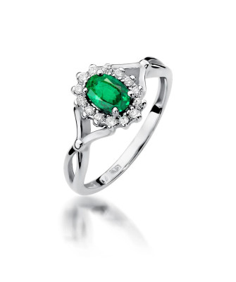 Emerald and diamond ring white gold