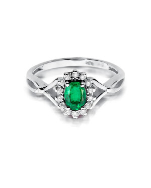 Emerald and diamond ring white gold