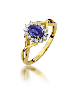 Tanzanite diamond intertwined ring 14k