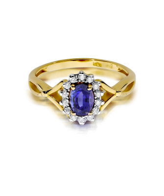 Tanzanite diamond intertwined ring 14k