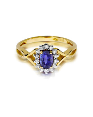 Tanzanite diamond intertwined ring 14k