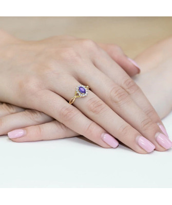 Tanzanite diamond intertwined ring 14k