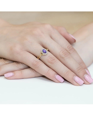 Tanzanite diamond intertwined ring 14k