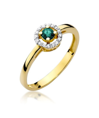 Gold ring with emerald diamonds 14k gold