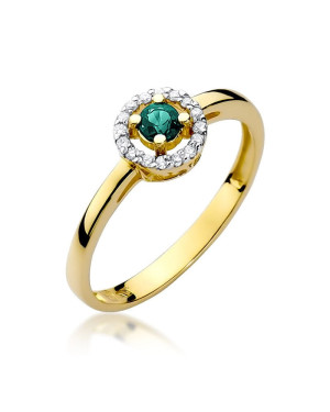 Gold ring with emerald diamonds 14k gold