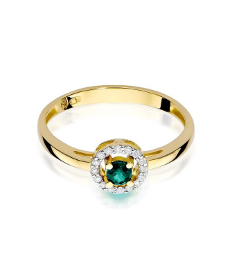 Gold ring with emerald diamonds 14k gold