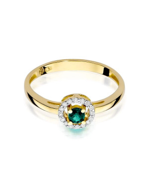 Gold ring with emerald diamonds 14k gold
