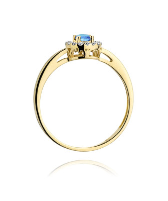 Gold ring with topaz diamonds 14k gold