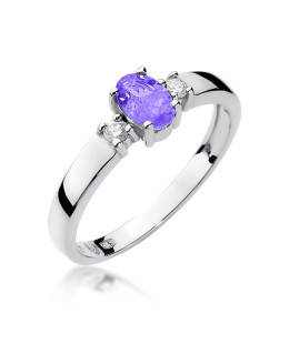 14k White Gold Ring Tanzanite Diamonds