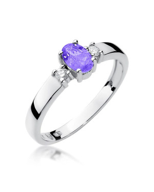 14k White Gold Ring Tanzanite Diamonds
