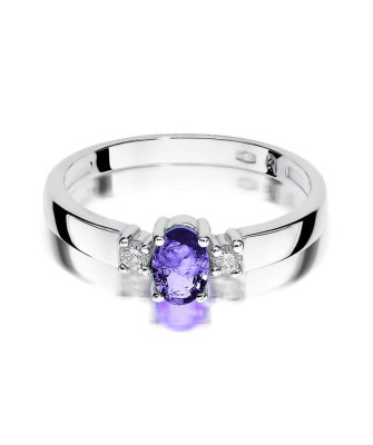 14k White Gold Ring Tanzanite Diamonds