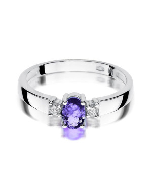 14k White Gold Ring Tanzanite Diamonds