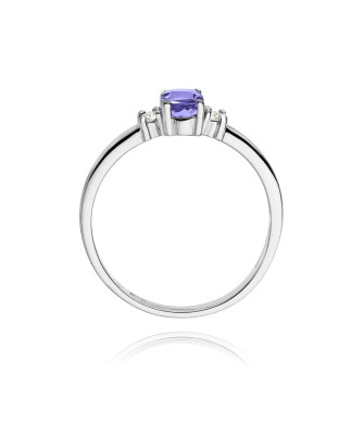 14k White Gold Ring Tanzanite Diamonds