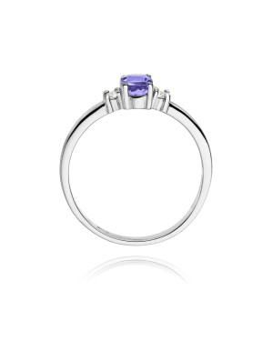 14k White Gold Ring Tanzanite Diamonds