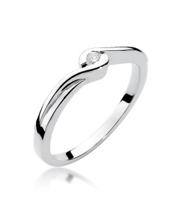 Gold Ring 14k White Gold Waves Diamond Certificate