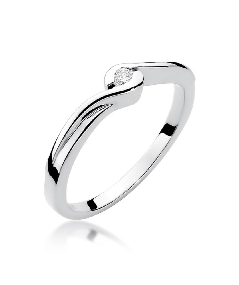 Gold Ring 14k White Gold Waves Diamond Certificate