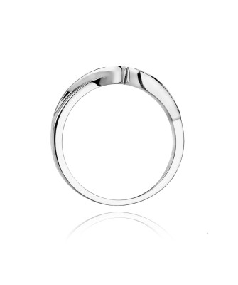 Gold Ring 14k White Gold Waves Diamond Certificate