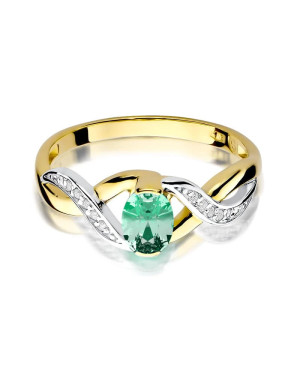 14k gold ring interwoven emerald diamonds