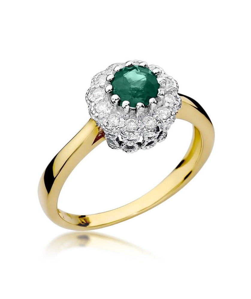 Emerald diamond ring gold 14k