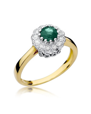 Emerald diamond ring gold 14k