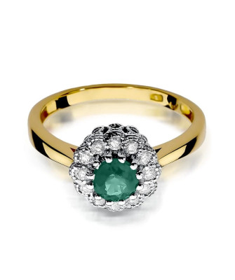 Emerald diamond ring gold 14k