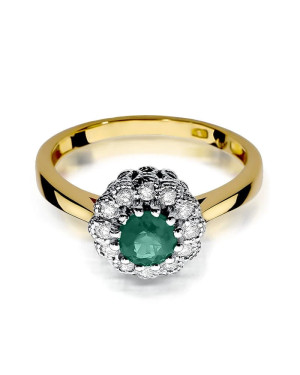 Emerald diamond ring gold 14k