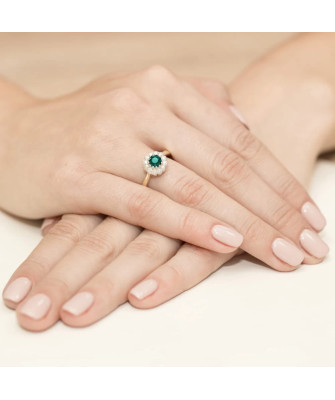 Emerald diamond ring gold 14k