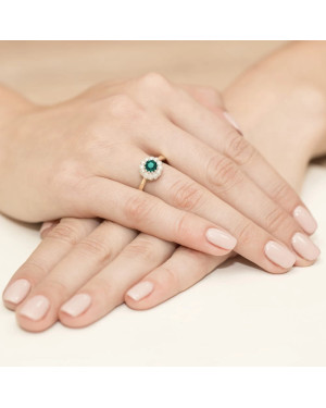 Emerald diamond ring gold 14k