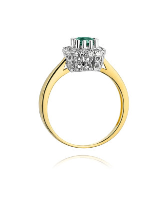 Emerald diamond ring gold 14k