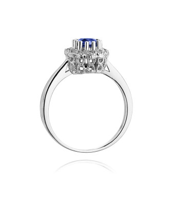 14k White Gold Ring Tanzanite Diamonds