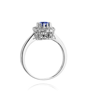 14k White Gold Ring Tanzanite Diamonds