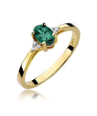 14k gold ring emerald diamonds