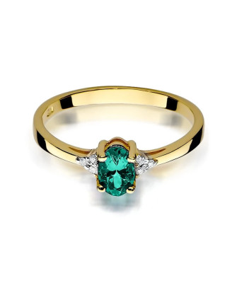 14k gold ring emerald diamonds