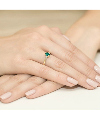 14k gold ring emerald diamonds