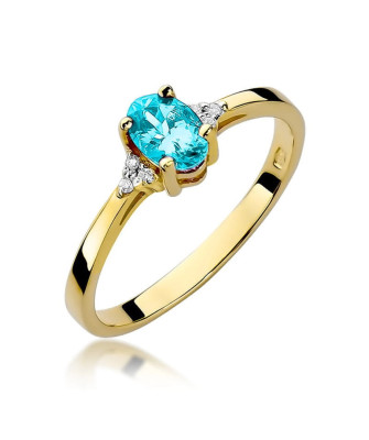 Pierścionek topaz diamenty złoto 14k