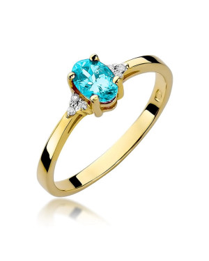 Pierścionek topaz diamenty złoto 14k