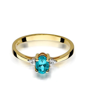 Pierścionek topaz diamenty złoto 14k