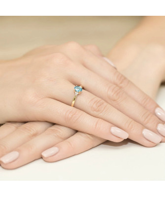 Pierścionek topaz diamenty złoto 14k