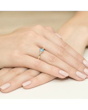 Pierścionek topaz diamenty złoto 14k