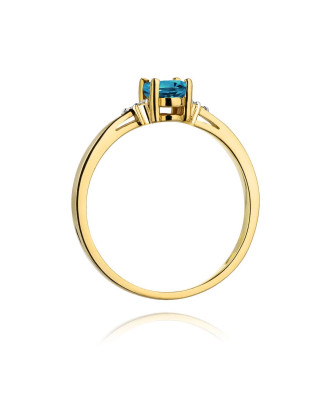 Pierścionek topaz diamenty złoto 14k