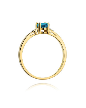 Pierścionek topaz diamenty złoto 14k