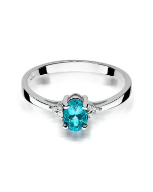 Gold Ring 14k White Gold Topaz Diamonds Certificate