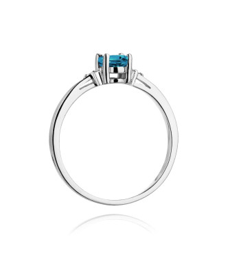 Gold Ring 14k White Gold Topaz Diamonds Certificate