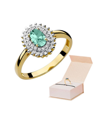 14k gold ring emerald diamonds