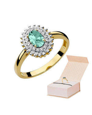 14k gold ring emerald diamonds