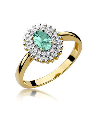 14k gold ring emerald diamonds