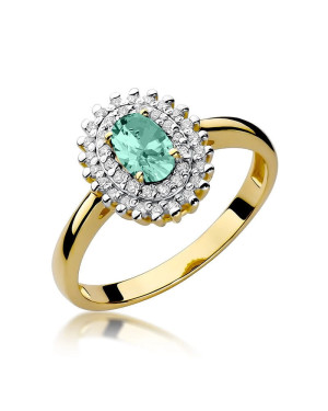 14k gold ring emerald diamonds