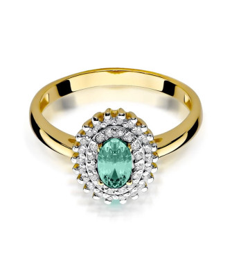 14k gold ring emerald diamonds
