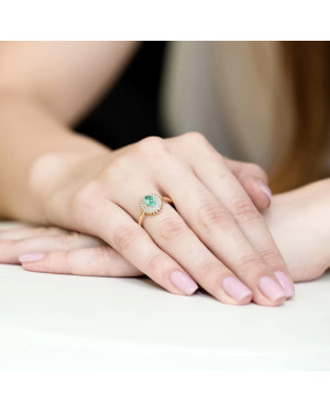 14k gold ring emerald diamonds